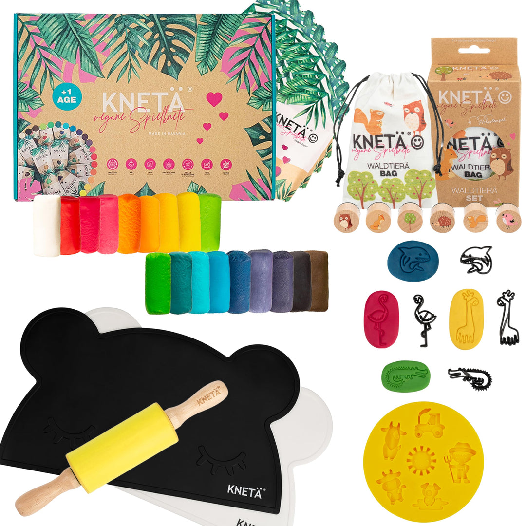 KNETÄ STARTÄR BUNDLES - Vegane Spielknete ab 1 Jahr I Made in Germany I Knetset I Knetzubehör (L), L
