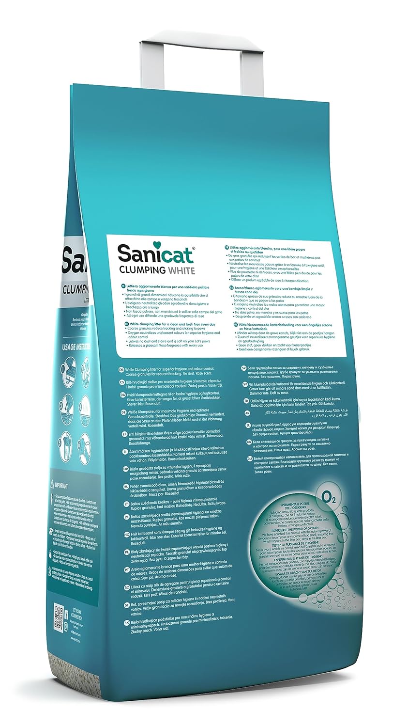 Sanicat – Weisse Klumpstreu – mit Duft von Rosenblättern | Hergestellt aus natürlichen Mineralien mi