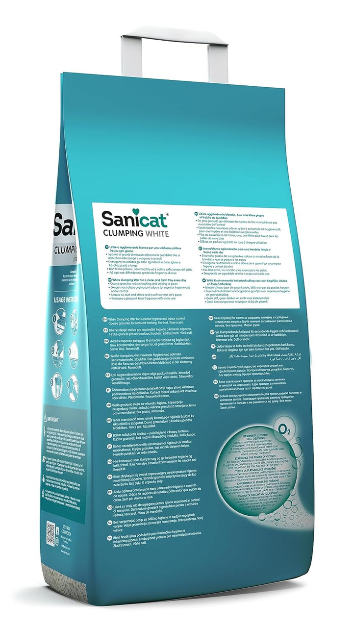Sanicat – Weisse Klumpstreu – mit Duft von Rosenblättern | Hergestellt aus natürlichen Mineralien mi