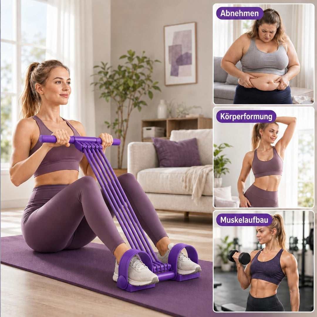 8 Tube Fitnessbänder Mit Griff &amp; Pedal, Upgrade 3-In-1 Multifunktionales Zugseil, Elastischer Widers