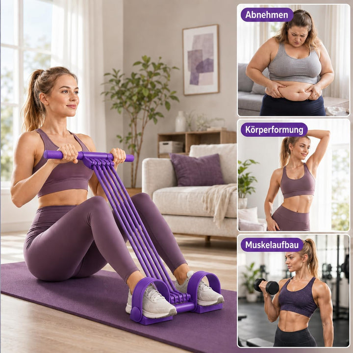 8 Tube Fitnessbänder Mit Griff &amp; Pedal, Upgrade 3-In-1 Multifunktionales Zugseil, Elastischer Widers
