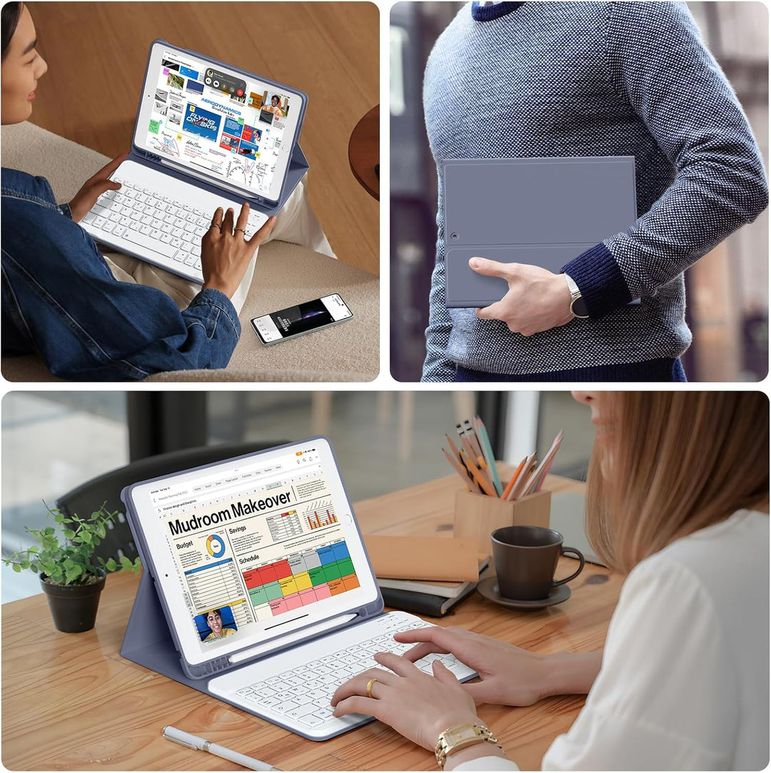 Tastatur Hülle für iPad 10.2 Zoll (9./8./7. Generation - 2021/2020/2019), Soft TPU Rückseite Gehäuse