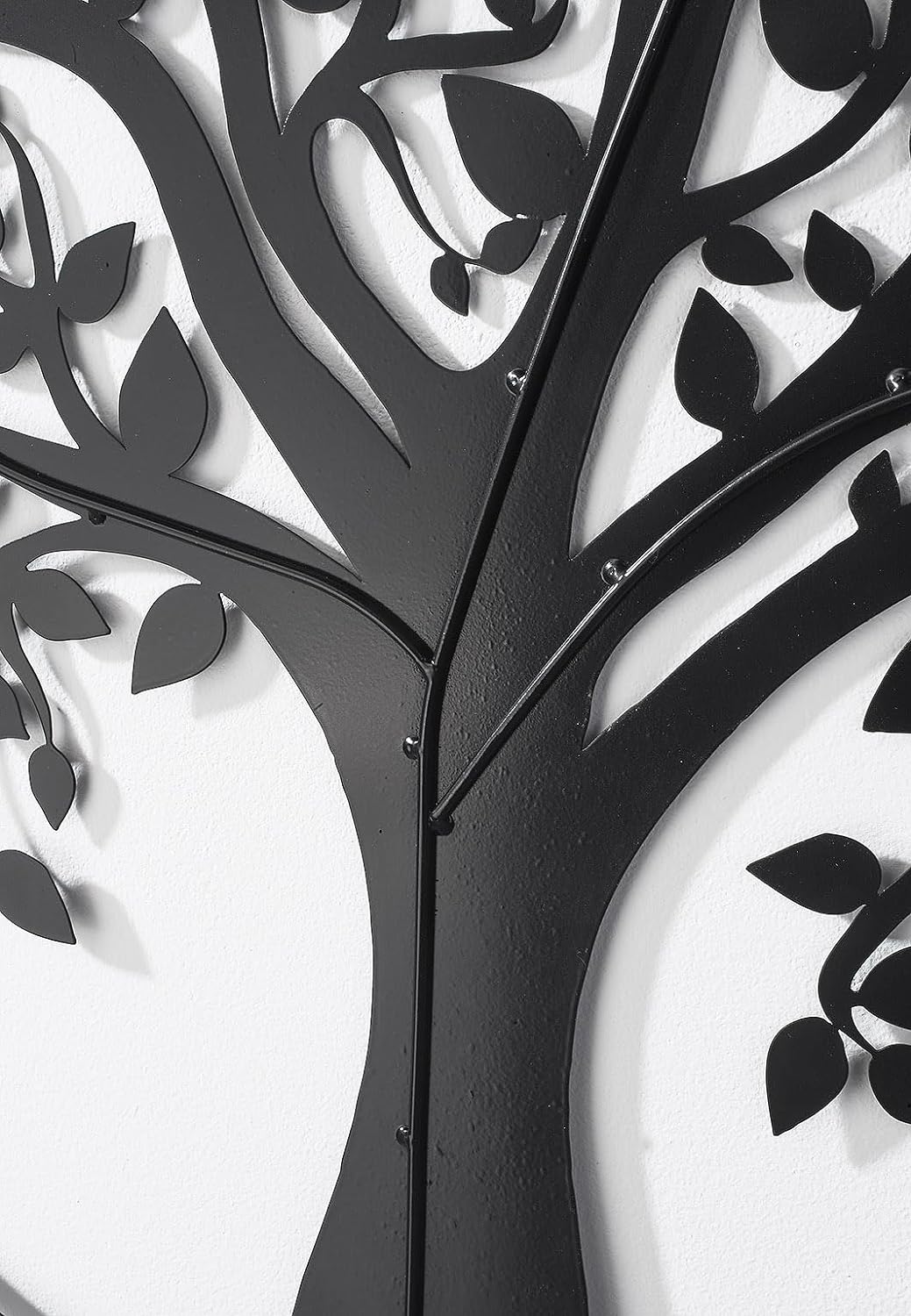 Kobolo Wandbild Wanddeko Metallbild - LIVING - Metall rund schwarz - Lebensbaum Baum - 60cm