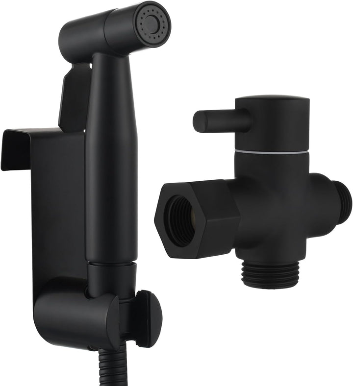Tecmolog Bidet Sprayer Set Edelstahl Bidet Handbrause mit 3-Wege Umschaltventil 3/8"-12/17 und Dusch