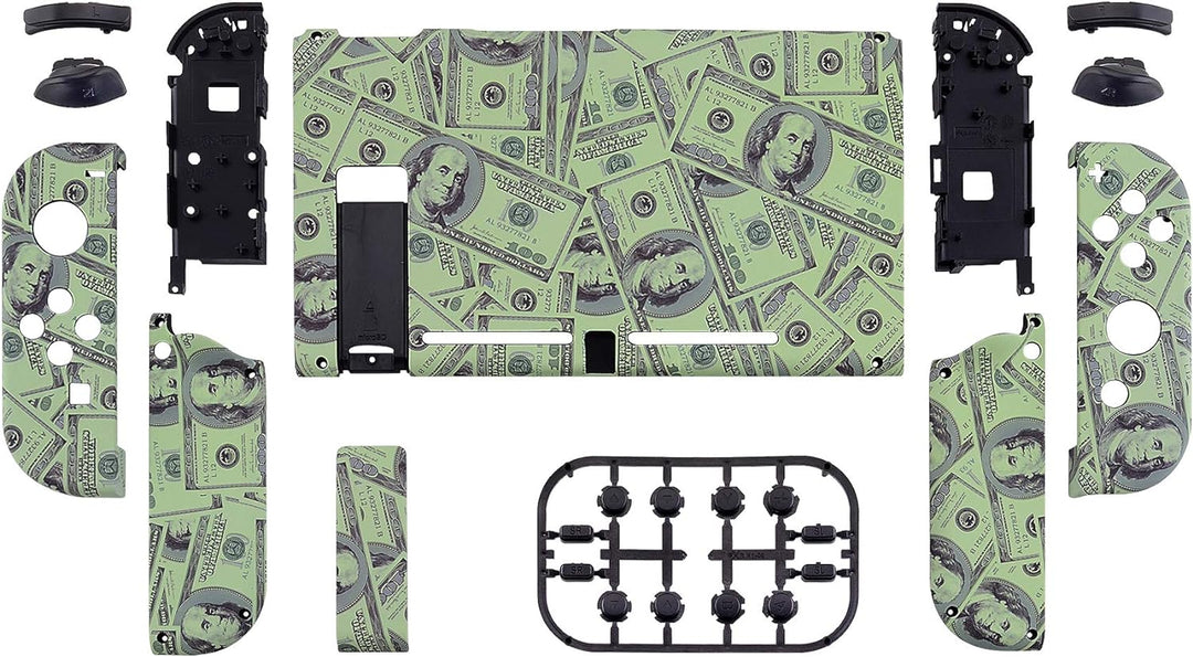 eXtremeRate Hülle Case für Nintendo Switch Joycon/Konsole, Rückgehäuse&Kickstand für Switch Console,
