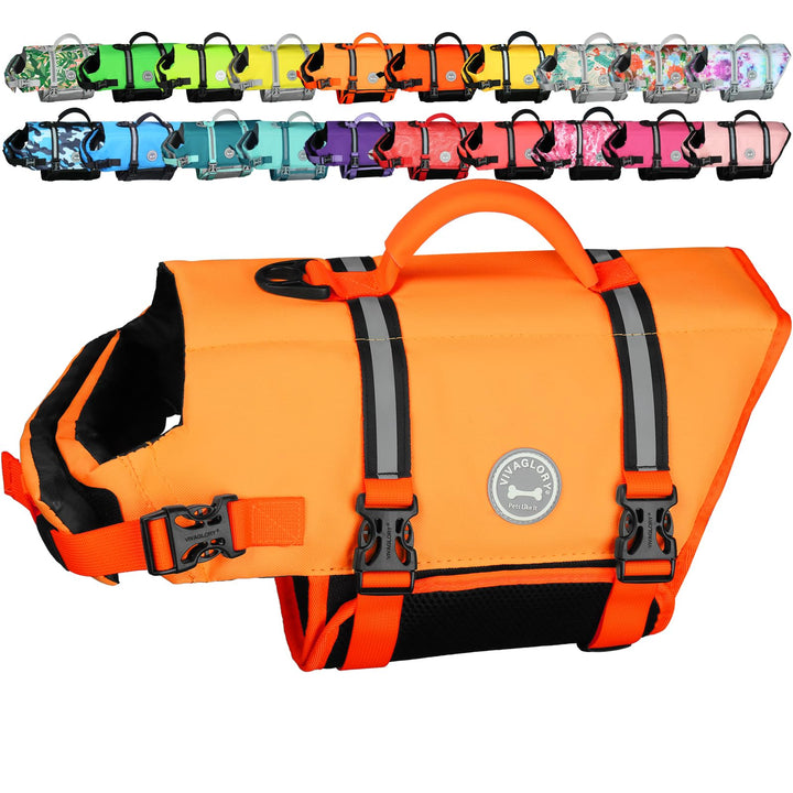 VIVAGLORY Ripstop Hunde Rettungsweste für Kleine Mittel Grosse Hunde Bootfahren, Hund Schwimmweste m