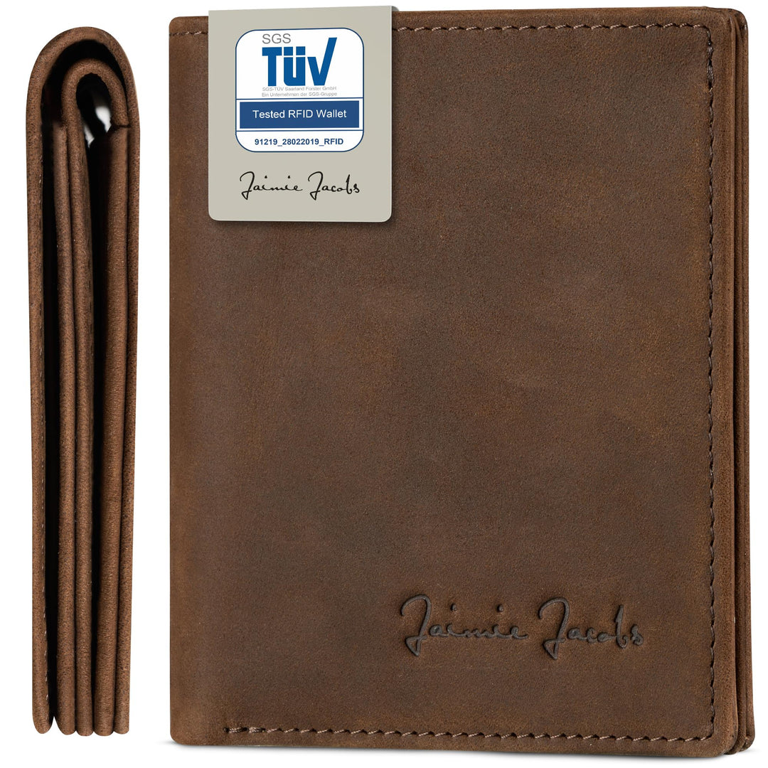 Jaimie Jacobs SLIMSTAR Geldbeutel dünne Geldbörse Leder Slim Wallet Hochformat Herren (Büffelleder D