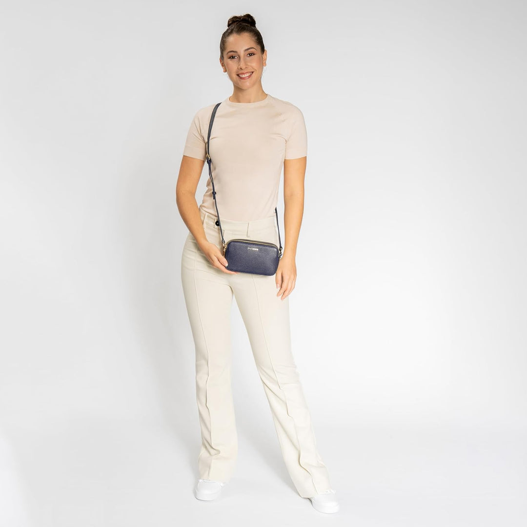 Lazarotti Bologna Leder Umhängetasche Damen | 2 Hauptfächer & längenverstellbarer Schulterriemen | m