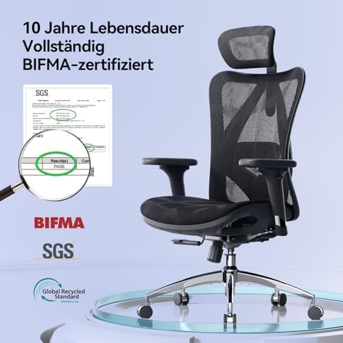 SIHOO M57 – Ergonomischer Bürostuhl mit Verstellbarer Lendenwirbelstütze, Netz-Schreibtischstuhl mit