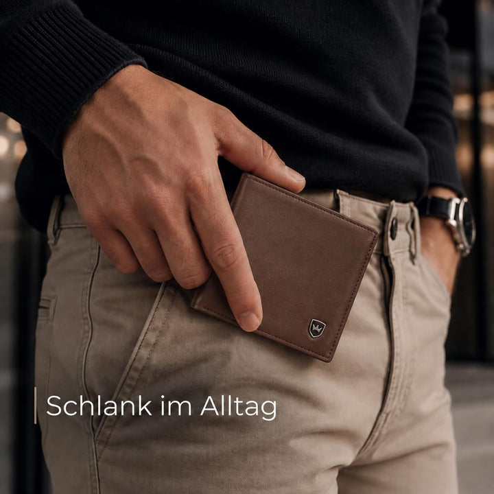 Kronenschein® Geldbörse Herren Leder mit RFID Schutz I Echtleder Portemonnaie gross I Geldbeutel für