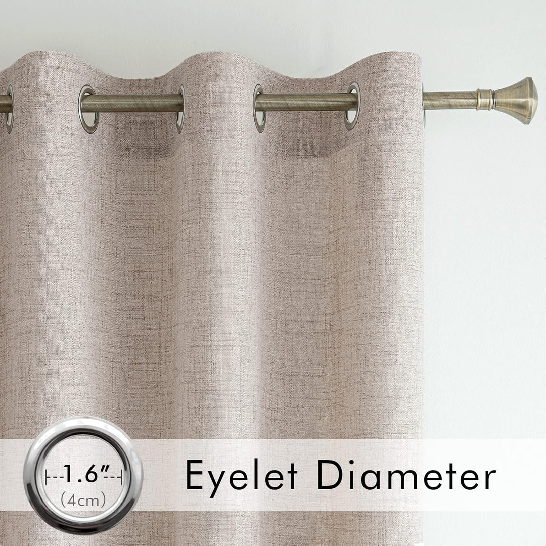 MIULEE Leinen Vorhänge mit Leinen Ringe Effekt Wohnzimmer Modern Semi-transparent Voile Vorhang Natu