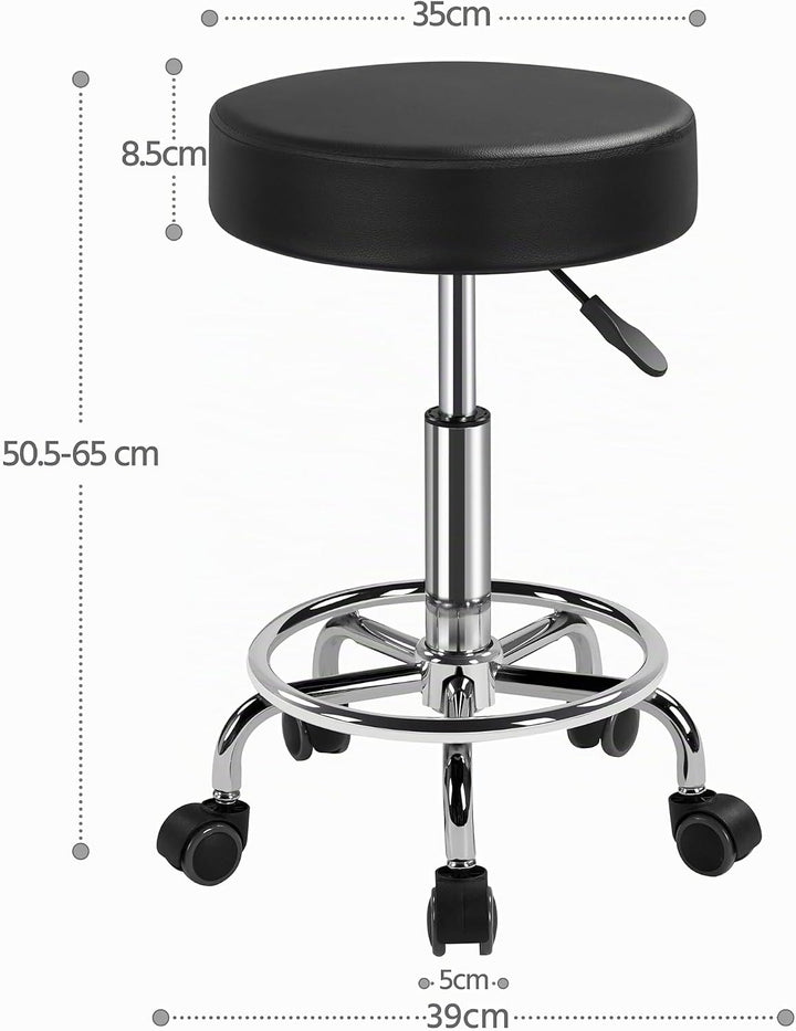 Yaheetech Rollhocker Höhenverstellbar 50,5–65 cm Sitzhöhe Drehhocker 360° Drehbar Bürohocker bis 120