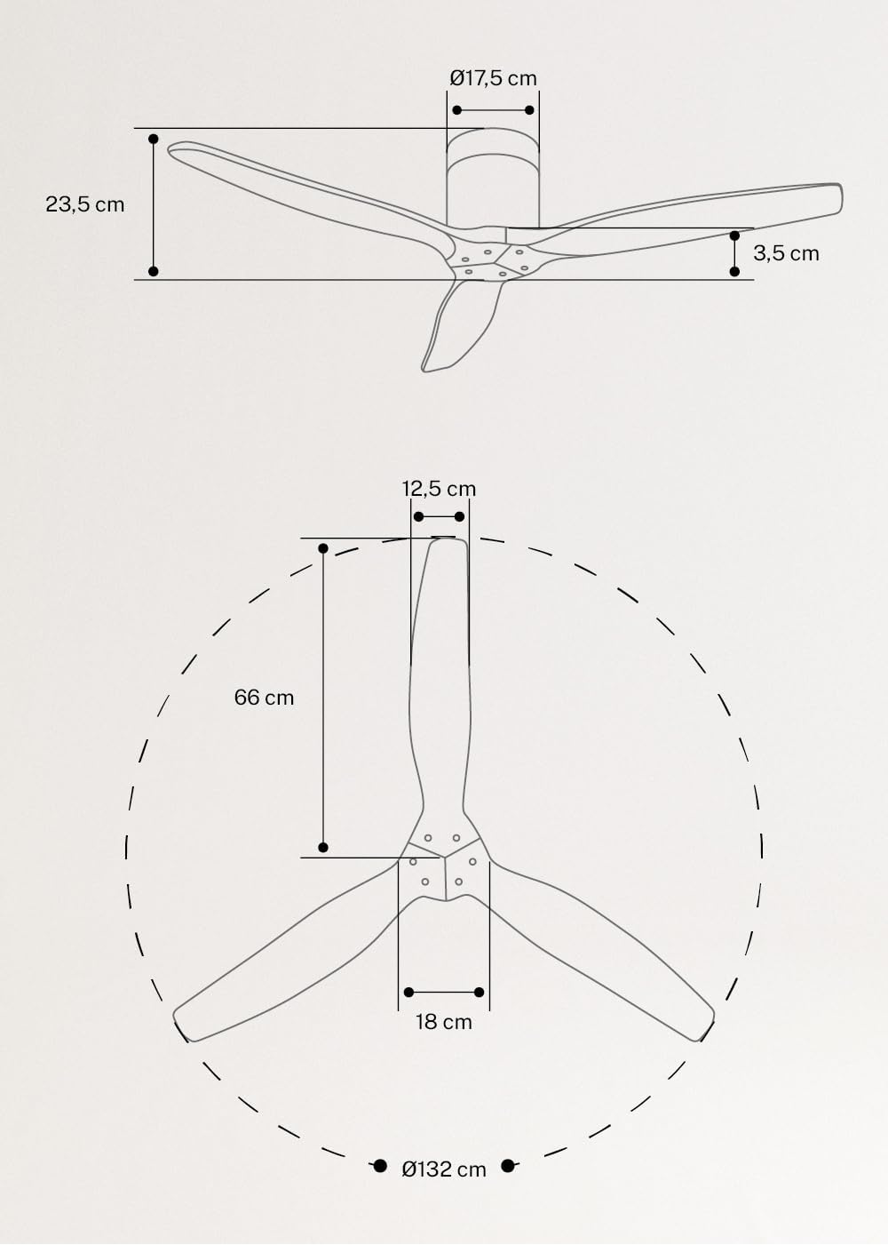 CREATE / WINDCALM/Deckenventilator mit Fernbedienung, schwarz / 40W, Leise, Ø132 cm, 6 Geschwindigke