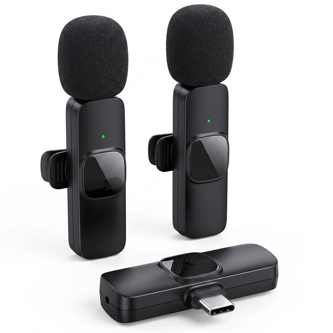 Mikrofon Handy, Kabelloses Lavalier Mikrofon USB-C für Android Smartphone, Wireless Mic mit Funkempf