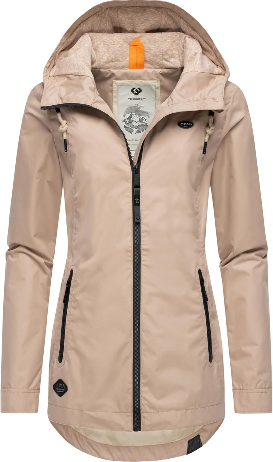 Ragwear Damen Übergangsjacke leichte Jacke Kurzmantel wasserdicht mit Verstellbarer Kapuze Zuzka Int
