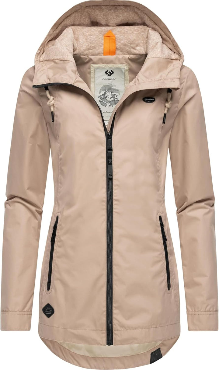 Ragwear Damen Übergangsjacke leichte Jacke Kurzmantel wasserdicht mit Verstellbarer Kapuze Zuzka Int