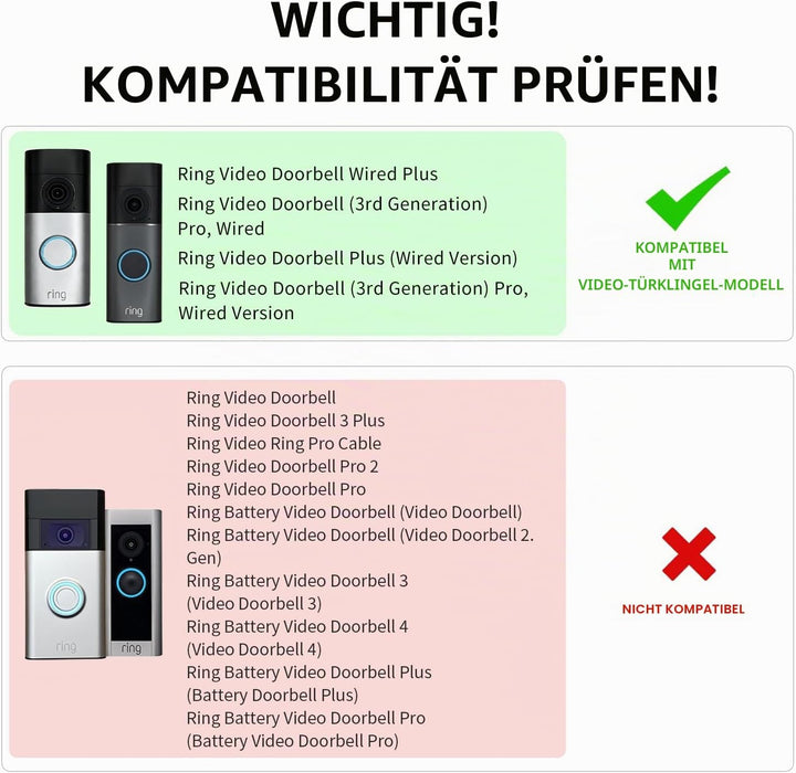 Edelstahl Blende für Ring Videotürklingel/Video Doorbell Wired Plus Kabel &amp; Pro Kabel, Türklingel Ha