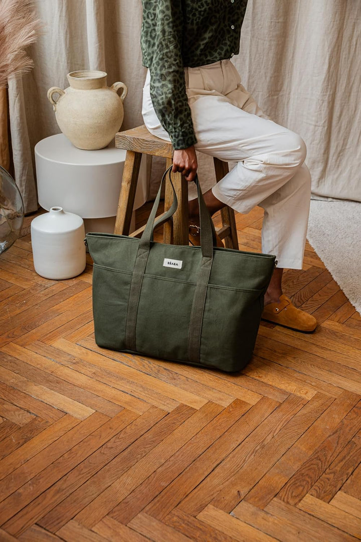 BÉABA Wickeltasche Baby Madrid 22L – Wickeltasche im Tote-Format, Unisex für Mama und Papa, 11 Fäche
