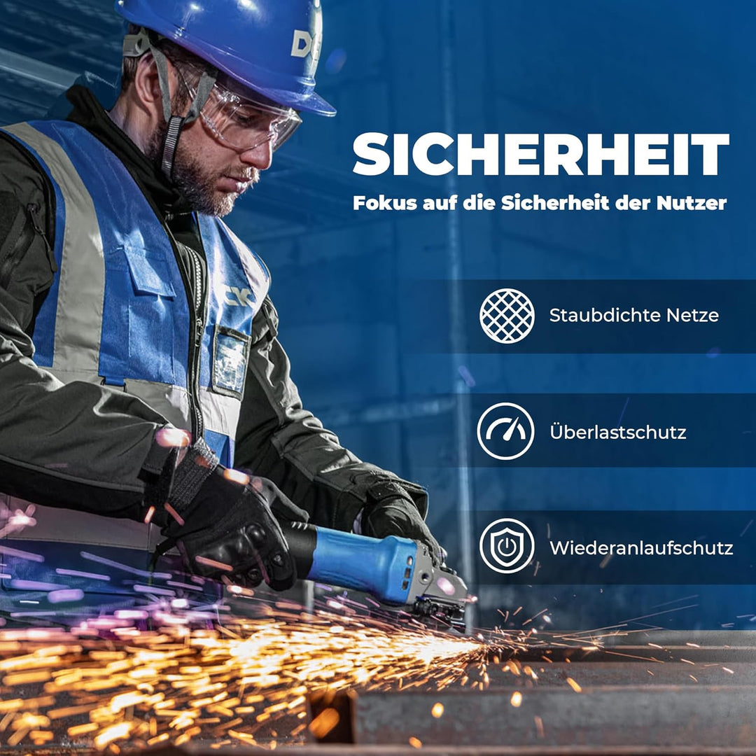DongCheng Winkelschleifer 800W, Scheiben-Ø: 125 mm, 11,800min-1,Schnellverschlussabdeckung, Zusatzgr
