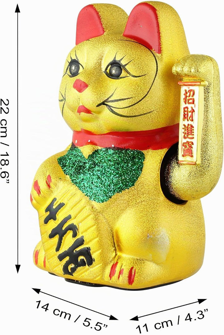 Superfreak Glückskatze - Maneki-Neko - Winkekatze aus Keramik - 22 cm - Gold, 22 cm