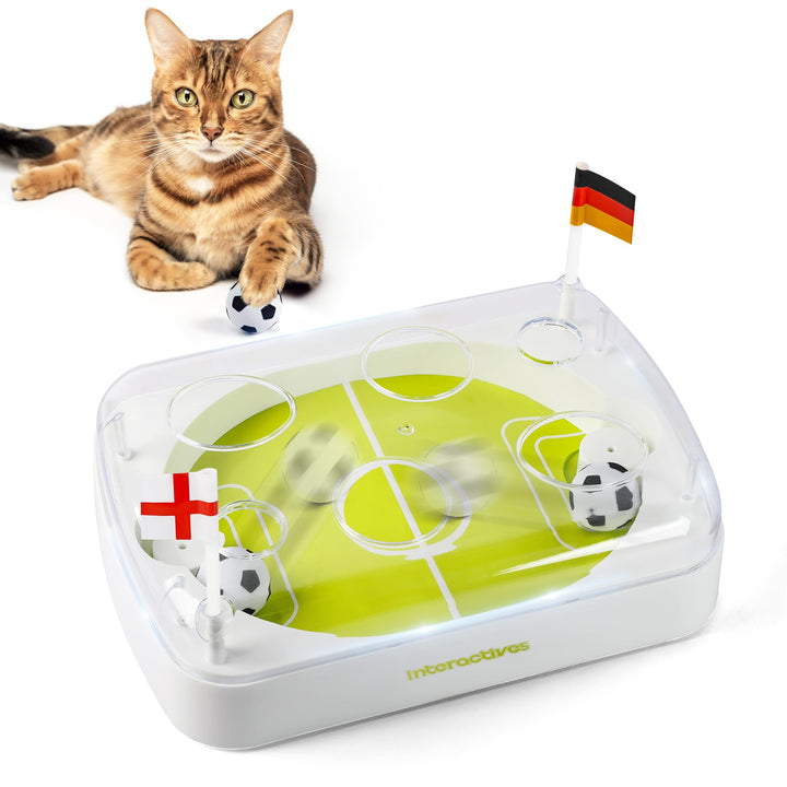 ALL FOR PAWS Interaktives Katzenspielzeug mit Fussballfeld-Design, Automatisches Katzenspielzeug mit