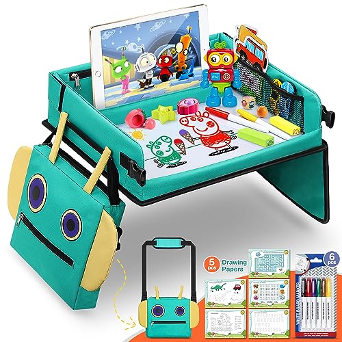 COOLJOY 2-in-1-Reisetisch für Kinder, blau und grün im Set