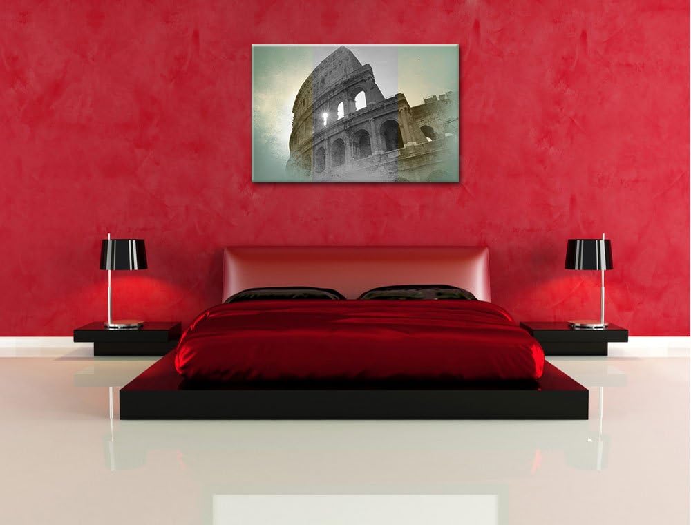 antikes Kolosseum in Rom schwarz/weiss Format: 100x70 auf Leinwand, XXL riesige Bilder fertig gerahm