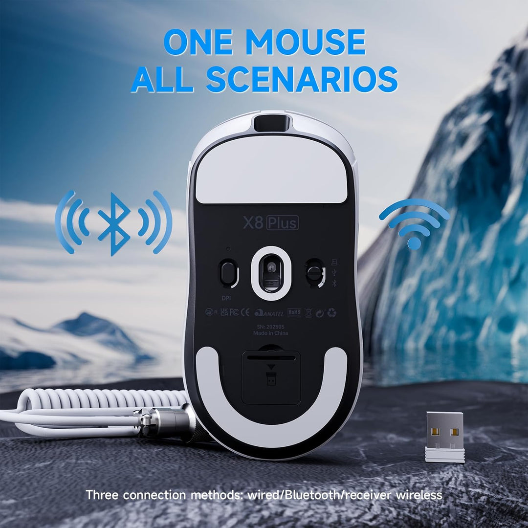 ATTACK SHARK X8 Serie Kabellose Gaming-Maus, 55–65 g Superleicht, PixArt PAW3395/3950 Sensor, BT/2.4