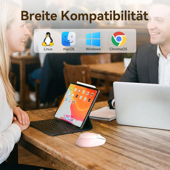 TECKNET Classic Kabellose Maus, Silent Bluetooth Maus (Tri-Modus BT5.2/3.0+2.4G), Wiederaufladbar Er