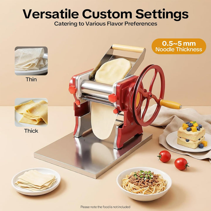 Manuelle Nudelmaschine, Edelstahl Pastamaschine Pasta Maker Maschine für 0.5-5mm Nudeldicke, Nudelsc