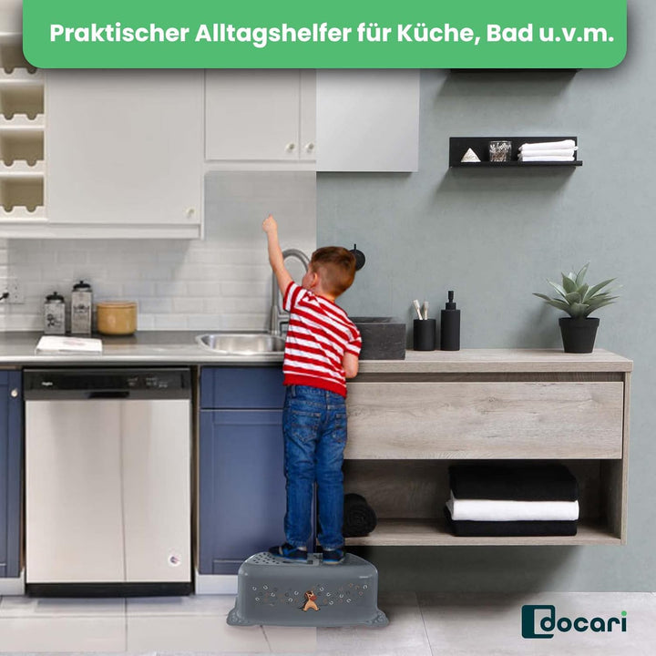 Toilettentrainer mit Treppe als Set grau Pferd - Toilettensitz Kinder und Tritthocker Kinder - Toile