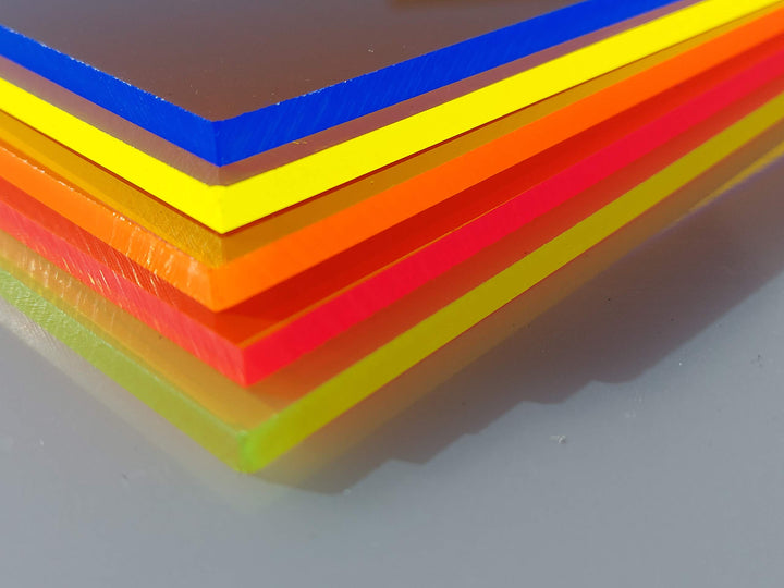 Platte Acrylglas GS, 500 x 500 x 3 mm, Fluoreszierend orange Zuschnitt alt-intech®
