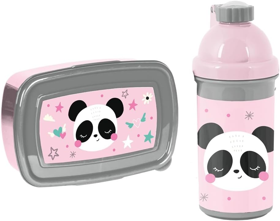 Familando - Schulranzen Set - 8-teilig mit Federmappe - Panda Bär - Ergonomisch, stabil & mit gepols