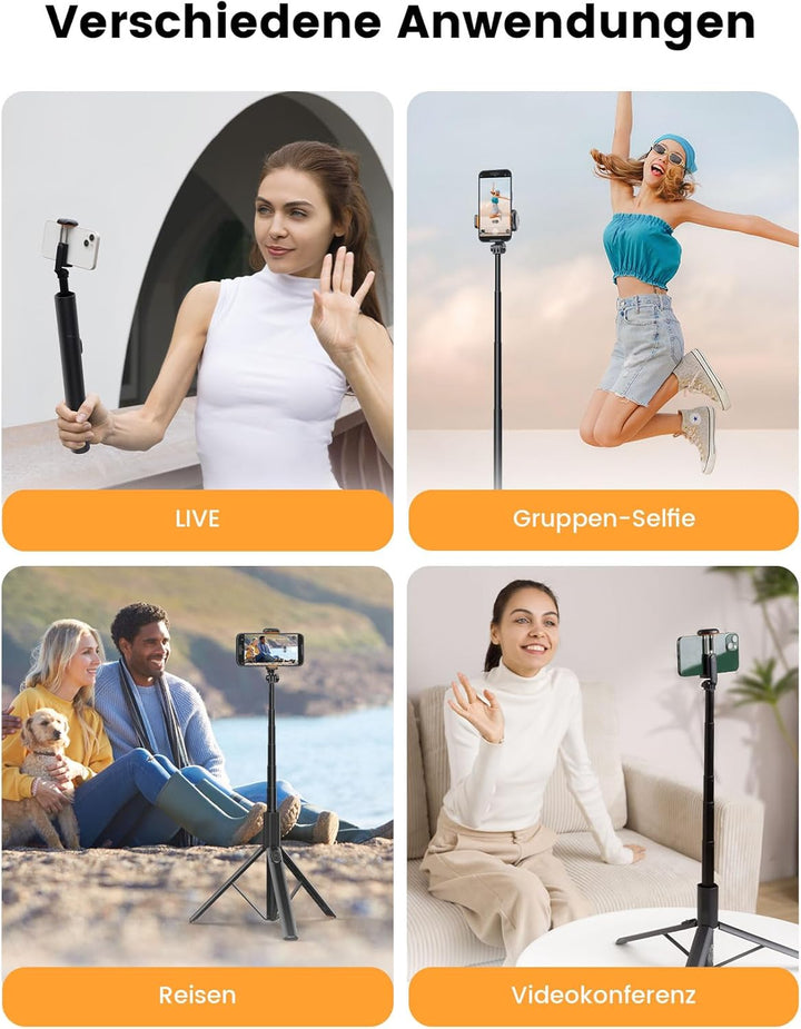 Handy Stativ für Phone Kamera, NT79 180cm Kompakt Foto Videokits Stabil Selfie Stick Handystativhalt