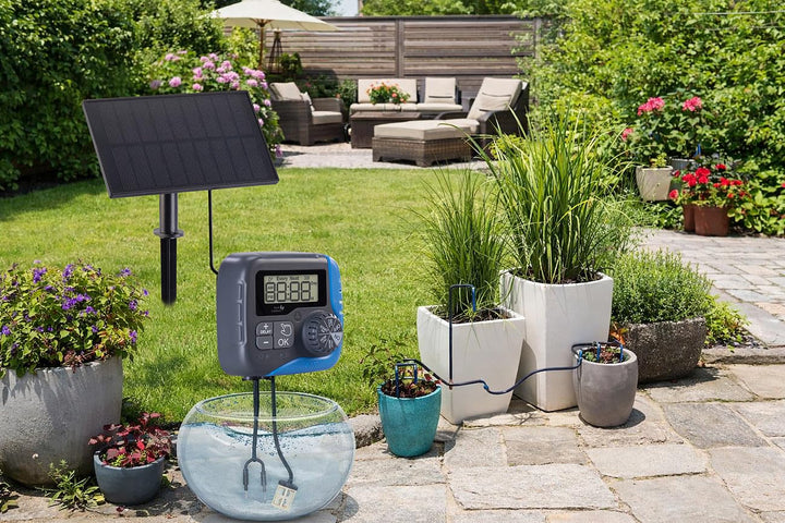 Royal Gardineer Bewässerung Solar: 2er-Set Solar-Bewässerungssysteme für 30 Pflanzen, bis 45 l/Std.,