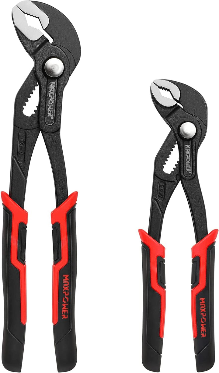 MAXPOWER 2 Stücke Wasserpumpenzange Set 190mm/250mm Rohrzange Set Profi Praktisch grosse Öffnungskap