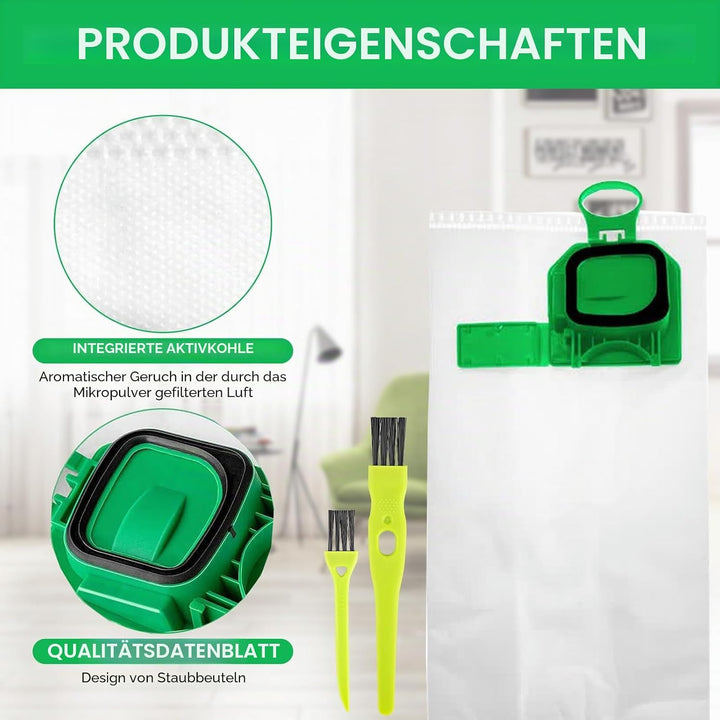 13 Staubsaugerbeutel für Vorwerk Kobold VK140 VK150 mit 2 Filter, 2 sauberen Bürsten, Zubehör-Set fü