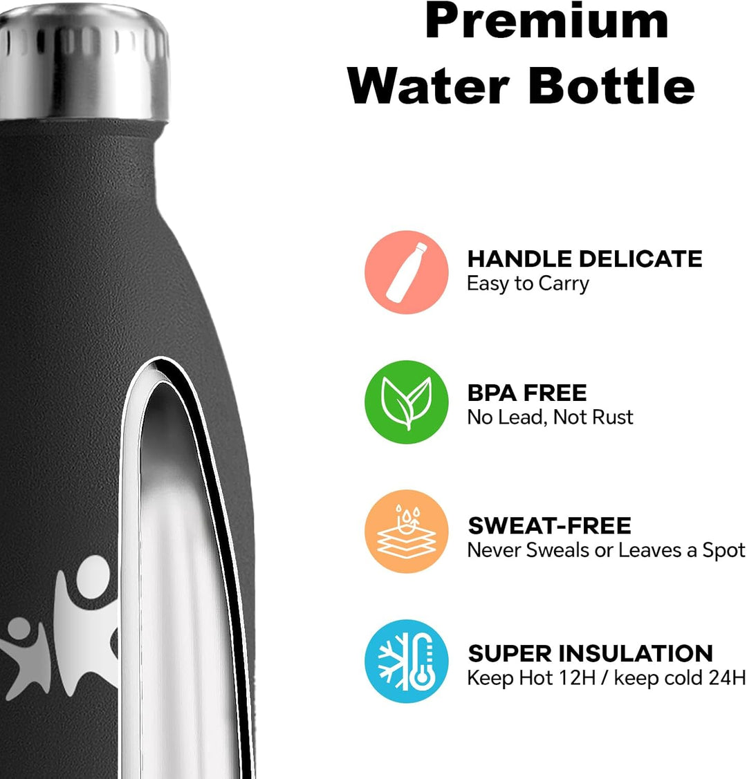 Trinkflasche Edelstahl, Trinkflasche 1l, BPA-Freie, Isolierflasche Doppelwandig, Trinkflasche Sport,
