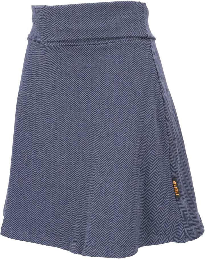 GURU SHOP Minirock aus Bio-Baumwolle, Tellerrock, Jacquard Rock mit Fischgrätenmuster, Blau, Size:XL