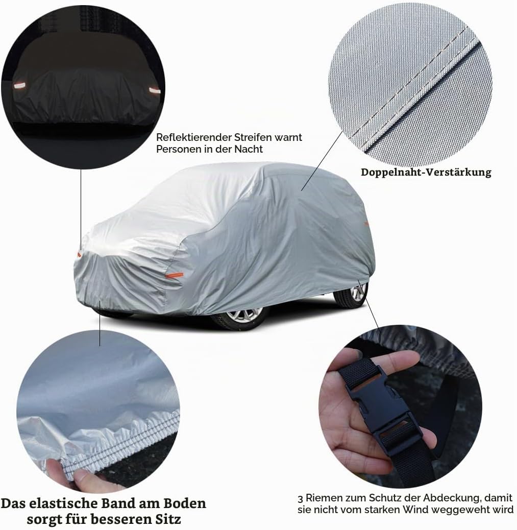 Kayme Autoplane Wasserdicht Atmungsaktiv Passend für 2010-2024 FIAT 500, 6 Schichten Vollgarage Auto