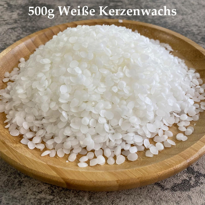 ALLAVA Kerzen Selber Machen Set, Kerzenherstellung Kit mit 500g kerzenwachs, 61m Kerzendocht, Wachss