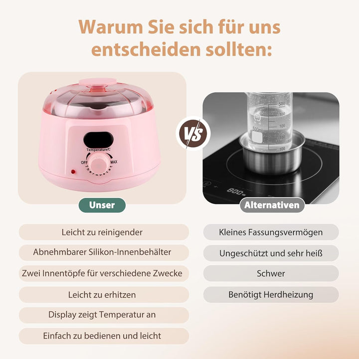 Elektrischer Wachsschmelzer, mit 2 Herausnehmbaren Innentöpfen Wachsschmelzofen - 100x Dochte, Docht