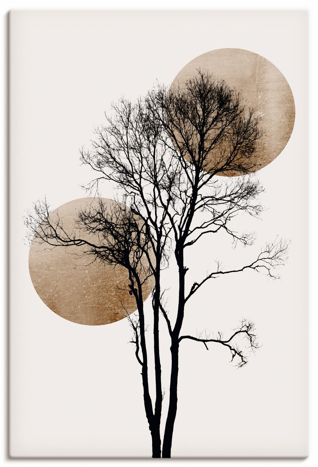 ARTland Leinwandbilder Wandbild Bild auf Leinwand 40x60 cm Wanddeko Minimalismus Sonne Mond Baum Sil