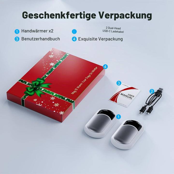 Macchiatto Handwärmer Elektrisch 2er Set,Wiederverwendbar 3200mAh Taschenwärmer,Wiederaufladbar,3 Wä