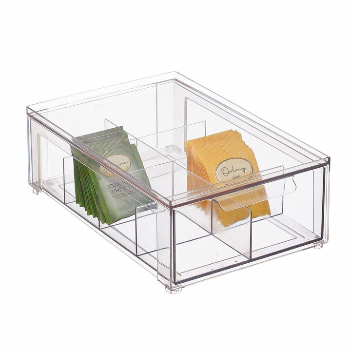 mDesign Schubladenbox mit 8 Fächern – Stapelbox aus Kunststoff für Küchen- und Kühlschrank – Küchen