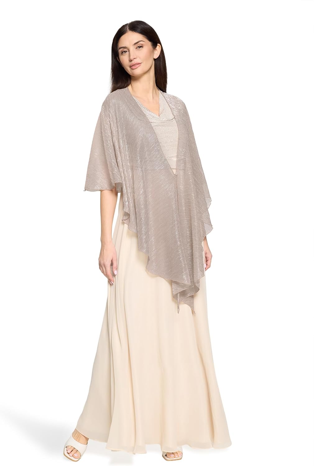Vera Mont Damen Cape im Glitzer-Look Standard Einheitsgrösse Rosé/Silver, Standard Einheitsgrösse Ro