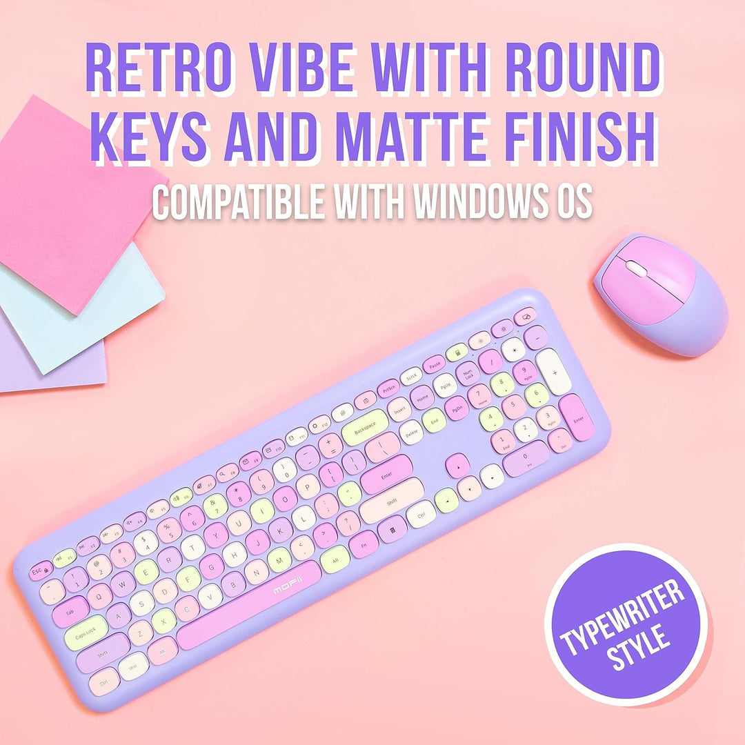 Silvergear® Retro Kabelloses Funk Tastatur & Maus Set QWERTY | Retro Vintage Design Schreibmaschinen