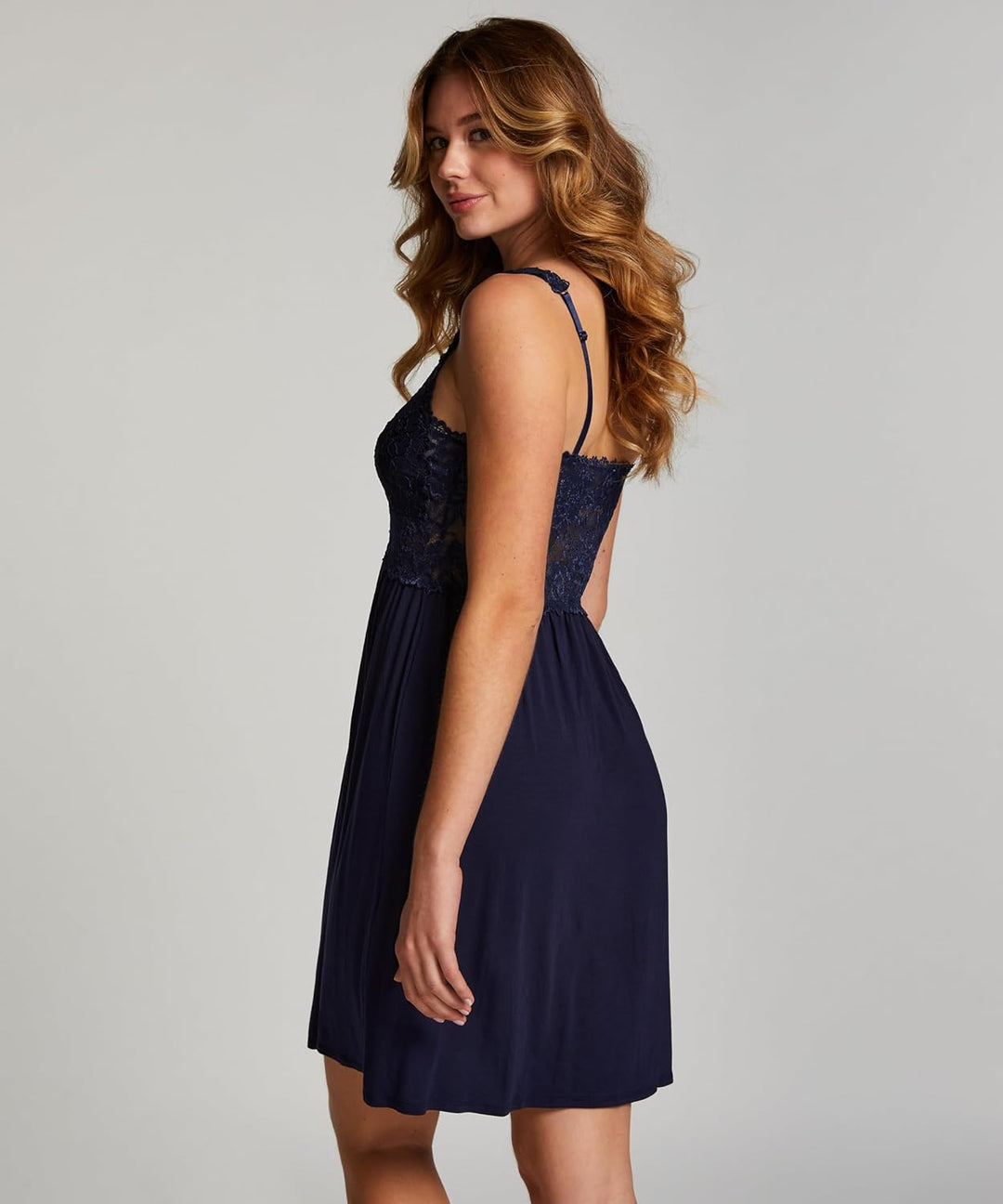 Hunkemöller Damen Slipdress Nora Lace Schwarz XXS XS Peacoat, XS Peacoat