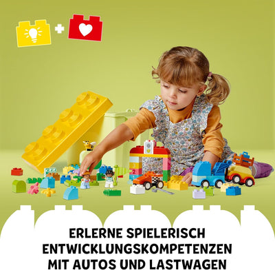 LEGO DUPLO Classic Steinebox Autos und LKWs, Spielset mit Fahrzeugen für Kleinkinder ab 1.5 Jahren,