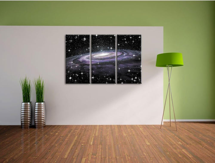 Pixxprint Spiralgalaxie im Weltall als Leinwandbild/Grösse: 3 Teilig (120x80) cm/Wandbild/Kunstdruck